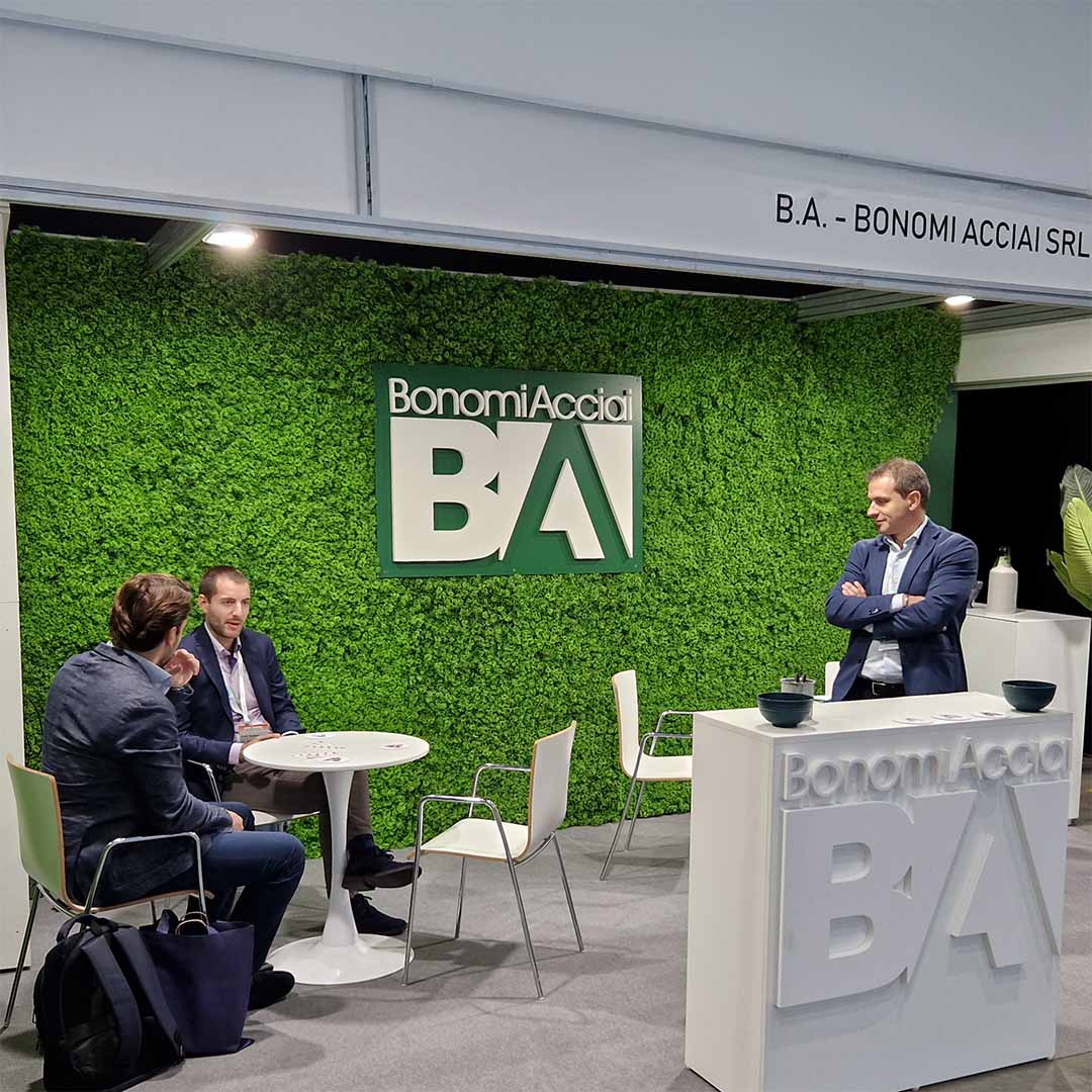 Stand di Bonomi Acciai alla Fastener Fair Italy 2024, con focus sugli acciai speciali a freddo.